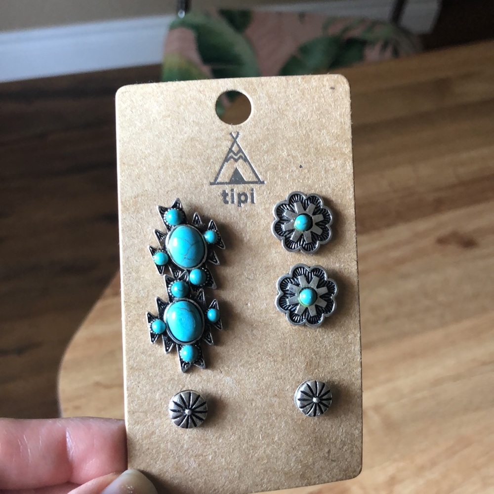 Tipi New New Mexico Turquoise Tipi Western earrings - Picture 3 of 3